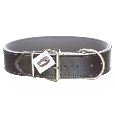 Zgarda din piele, neagra, grosime dubla, 5 cm x 80 cm
