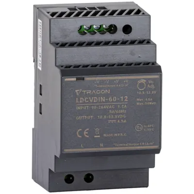 Alimentator cu montaj pe sina DIN, cu iesire de CC reglabila 90-264VAC,1,2A/DC12V,4,5A/54W