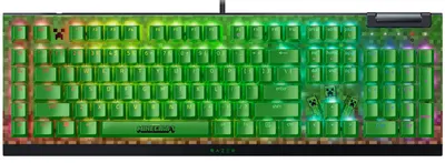 Tastatură mecanică Razer - BlackWidow V4 X, Green, RGB, Minecraft Ed.