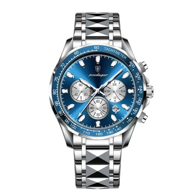 Ceas Bărbați POEDAGAR 815 Luxury Chronograph Quartz, 44.5mm, Oțel Inoxidabil, 3ATM, Luminous, Dată
