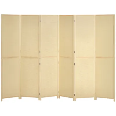 HOMCOM Paravan din lemn de bambus 6 panouri 270 x 180 cm separator de camera cloison de separare pliabil - natural | Aosom Romania