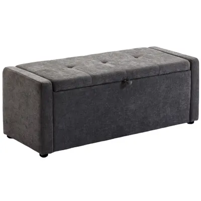 HOMCOM Pouf, taburet, suport pentru picioare, ladă depozitare, design modern | Aosom Romania