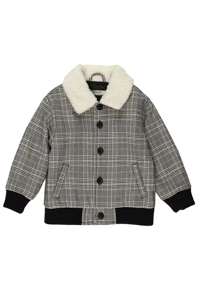 Geaca cu blanita si elastic in talie - model in carouri - - Happy Camp - Negru & Gri - pentru baieti - Negru/Gri