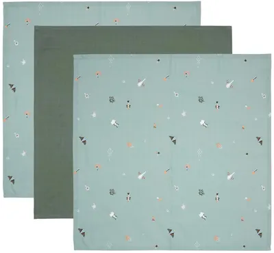 Set de scutece din muselină Bebe-Jou - Ocean Vibes, 70 x 70 cm, 3 buc