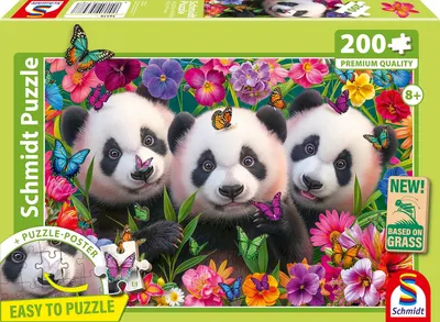 Puzzle pentru copii Schmidt din 200 piese - Trio de panda