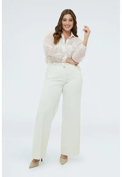 Camasa cu top interior si model floral - Roz/Crem