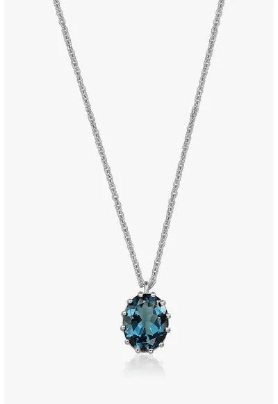 Colier din argint veritbail 925 cu topaz Serene - Argintiu/Bleumarin