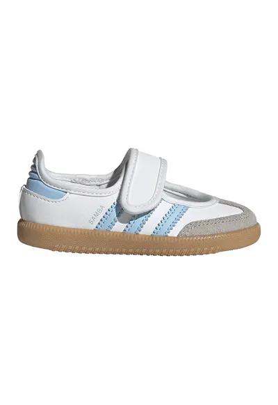 Pantofi sport Mary Jane din piele Samba - Alb/Albastru deschis