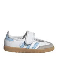Pantofi sport Mary Jane din piele Samba - Alb/Albastru deschis
