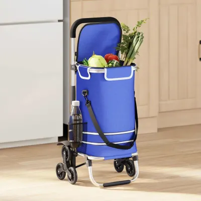 vidaXL Carucior de cumpărături 1 albastru 47 x 39 x 100,5 cm