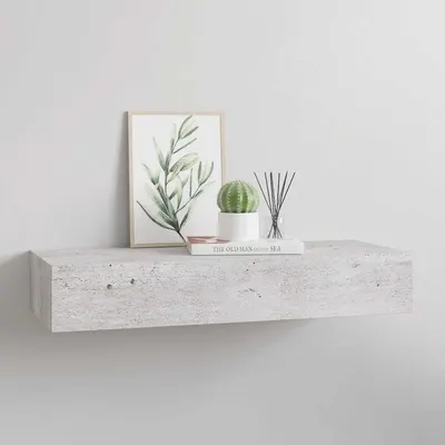 vidaXL Dulap de perete cu sertar, gri beton, 60x23,5x10 cm, MDF
