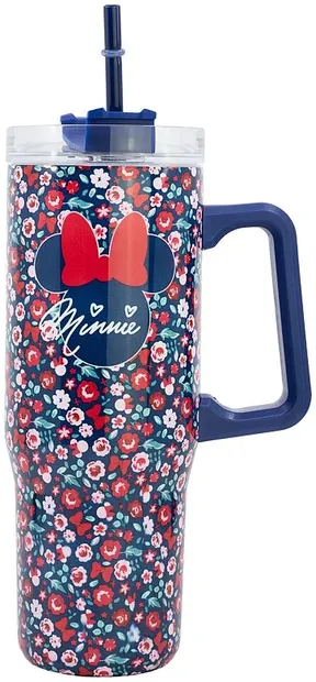 Cană termos cu un pai Stor Minnie Mouse - Gardening, 940 ml