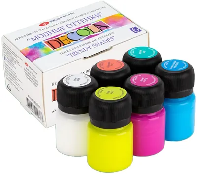 Neva Palette Decola Textile Paint - Nuanțe trendy, 6 culori x 20 ml
