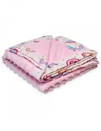 Paturica cu 2 fete din plus minky si bumbac 100 x 100 cm model curcubee, roz
