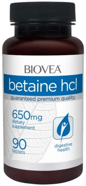 Betaine HCL, 650 mg, 90 tablete, Biovea