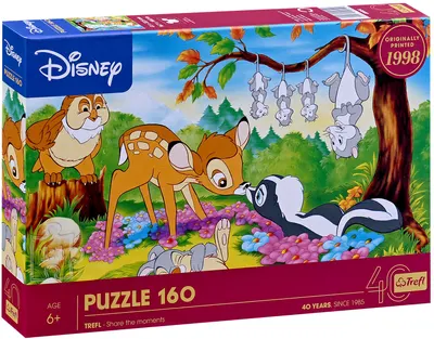 Puzzle Trefl din 160 piese - Bambi și prietenii din pădurii