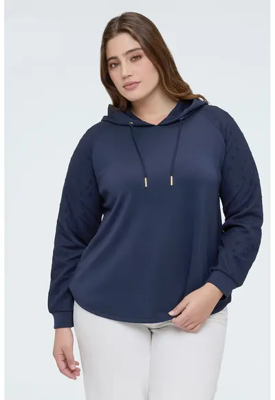 Hanorac uni din amestec de modal - Bleumarin