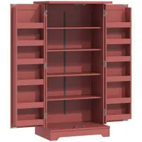 HOMCOM Bufet bucătărie, dulap de bucătărie, 5 niveluri, cu uși și rafturi reglabile, 60l x 40P x 120H cm, aspect lemn, roșu | Aosom Romania