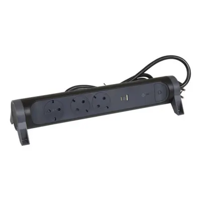 Prelungitor Sch 3x2p+t Premium Paratrasnet Usb A+c 1,5m 1,5mm2 Negru