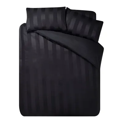 Lenjerie de pat neagră din satin pentru pat dublu cu 3 piese 200x200 cm So Soft Satin Stripe – Catherine Lansfield