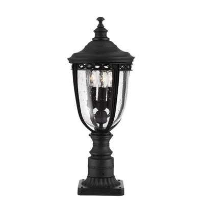 Pitic pentru exterior English Bridle 3 Light Medium Pedestal – Black