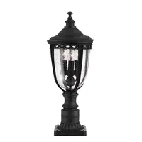 Pitic pentru exterior English Bridle 3 Light Medium Pedestal – Black
