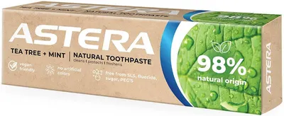Astera Natural Pastă de dinţi Tea Tree + Mint, 75 ml