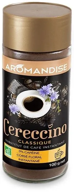 Cafea solubilă din cicoare, secară, orz și ghindă, fără cofeină, 100 g, Aromandise