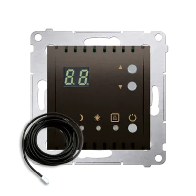 Termostat cu display, 16 (2) A, 230V ~, senzor exterior inclus, maron mat metalic