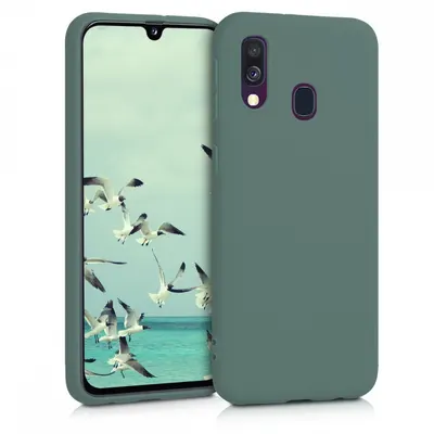 Husa silicon Compatibila cu Samsung A40, Antisoc, TPU Gri/Verde Engros
