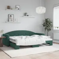 Gossi pat de zi cu extensie, verde inchis, 80x200 cm, catifea