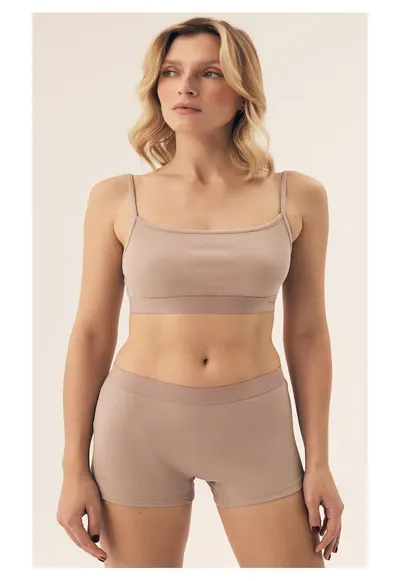 Pantaloni scurti Ryoko bej deshis - Bej deschis melange