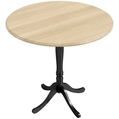 HOMCOM Masă rotundă pentru 4 persoane Ø 80 cm, masă de bucătărie, suport din oțel, stil modern, lemn natural și negru | Aosom Romania