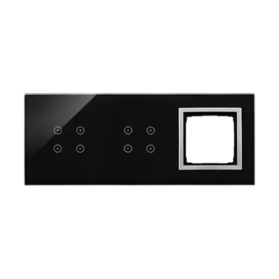 Panou Touch 3 module, modul 1:4 comenzi touch, modul 2: 4 comenzi touch, modul 3: spatiu pentru modul antracit Simon 54, sticla neagra