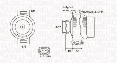 Alternator (14v, 120a) Chevrolet Astra, Vectra; Opel Astra G, Signum, Speedster, Vectra B, Vectra C, Vectra C Gts, Zafira A; Saab 9-3, 9-3x 2.0 2.0alk 2.2 Intre 2000-2015