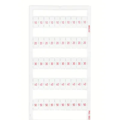 WMB marking card; as card; MARKED; 10, 20 ... 50 (20 each); not stretchable; Horizontal marking; snap-on type; white