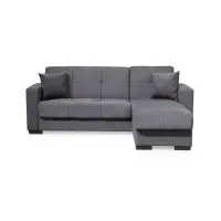 Coltar BETTY extensibil, cu lada depozitare, colt interschimbabil, gri, 212x145x80 cm