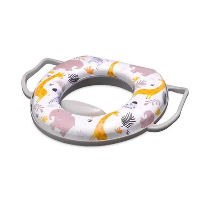 Reductor pentru toaleta moale cu manere Lorelli Grey Animals