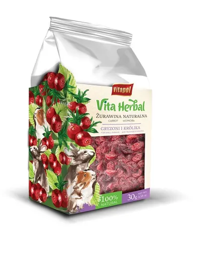 VITAPOL Smakers Vitaherbal gustari pentru rozatoare si iepuri, cu merisoare 30g