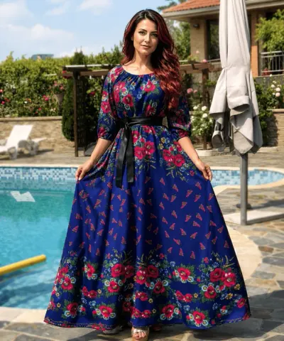 Rochie Traditionala cu bujori 5