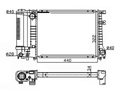 Radiator apa racire motor (transmisie manuala) BMW Seria 3 (E30), 3 (E36), 5 (E34) 1.6-2.8 intre 1987-2000