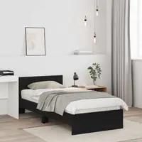 vidaXL Cadru de Pat cu Tăblie cu headboard Stejar Negru Lemn prelucrat