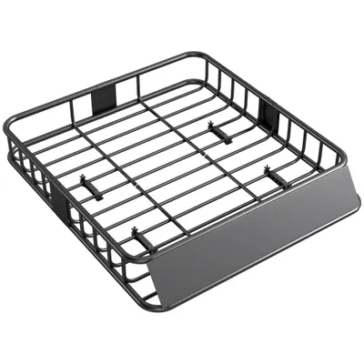 HOMCOM Portbagaj de 90,7 kg cu Deflectoare din Oțel Negru 110,5x99,5x18,5 cm | Aosom Romania