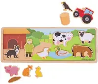 Puzzle magnetic de lemn Bigjigs - Ferma, 14 piese