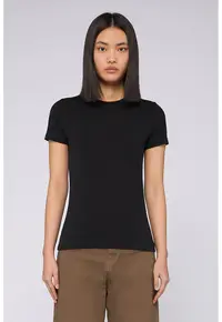 Tricou slim fit cu decolteu la baza gatului - Negru