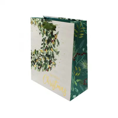 Pungă cadou Crăciun SDE L XMAS RUSTIC WREATH