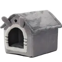 Culcus casuta textila, cu urechi, pentru caini de talie mica si pisici, 36 X 33 X 36 cm