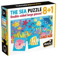 Headu - 8+1 Puzzle Animale Marine cu piese mari imprimate pe ambele fete