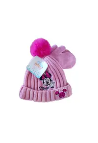 Set caciula si manusi Minnie - roz - acril - Roz