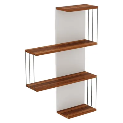 Raft alb-în culoare naturală etajat cu aspect de lemn de pin 64 cm Cambel – Kalune Design